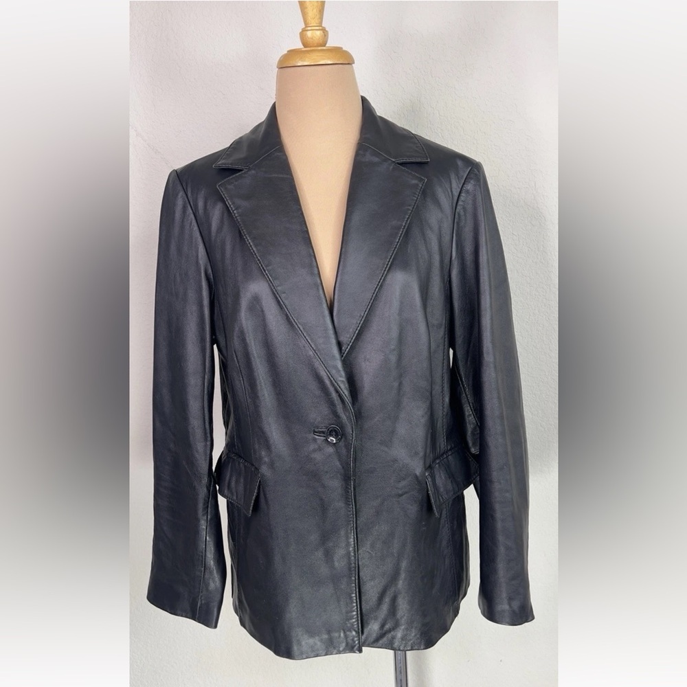 Vintage Pelle Studio Wilson Soft Leather One Button Blazer Jacket Women's L
